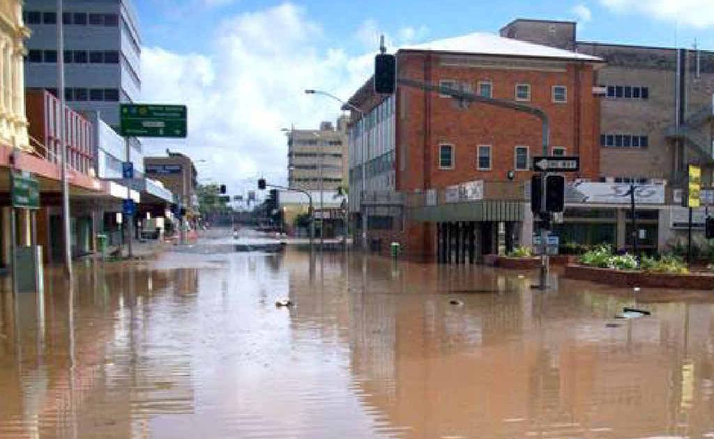 Ipswich CBD went under water during the 2011 flood. Ipswich CBD went under water during the 2011 flood.